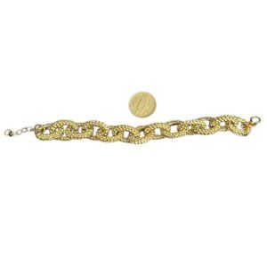 Chunky gold chain bracelet with pave crystals and lobster clasp.